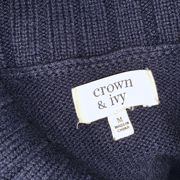 Crown & Ivy navy/gray/white roll neck eyelash print sweater dress size M - Picture 5 of 5